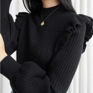 & OTHER STORIES Frilled Mock Neck Sweater, wool & alpaca blend